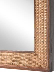 Specchio da parete in legno chiaro Rettangolare 54 x 74 cm in legno massello fatto a mano con cornice in abete Bamboo Basket Weave Boho Modern Beliani