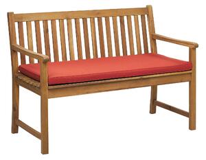 Panca da giardino leggera in legno di acacia 120 cm rosso cuscino da seduta imbottitura a doghe design patio esterno stile rustico Beliani