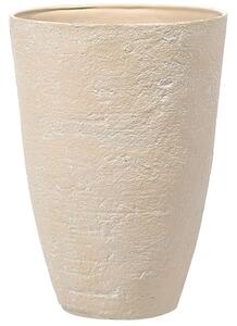 Vaso per piante in pietra di colore beige 51 x 51 x 71 cm per interni ed esterni Beliani