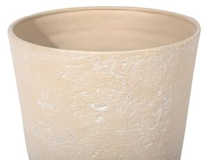 Set di 2 vasi tondi polvere di pietre per interno ed esterno beige sabbia soggiorno balcone giardino Beliani