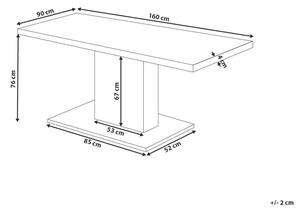 Tavolo da pranzo MDF effetto cemento 77 x 160 x 90 cm con piedistallo in metallo Beliani