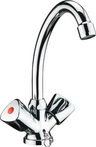 Rubinetto per lavabo - A due maniglie - Bocca alta - Cromato - Ottone - 350 mm