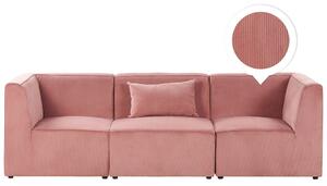 Divano componibile in velluto a coste rosa Divano componibile a 3 posti dal design moderno Beliani