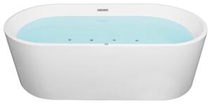 Vasca idromassaggio freestanding bianca sanitaria in acrilico singolo 170 x 80 cm ovale dal design moderno Beliani