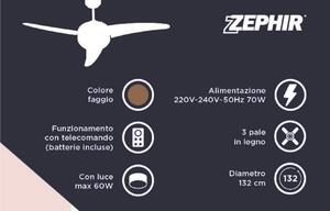 Ventilatore da soffitto Rialto, ciliegio/faggio, con telecomando ZEPHIR