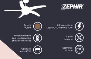 Ventilatore da soffitto Ripabella, ciliegio/faggio, con telecomando ZEPHIR