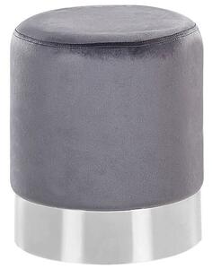 Pouf grigio velluto tappezzeria argento metallizzato fascia stile glamour Beliani