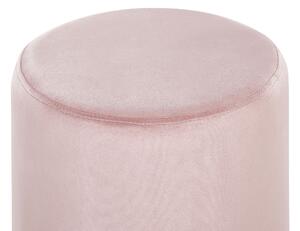 Pouf in velluto rosa con rivestimento in argento metallizzato con fascia stile glamour Beliani