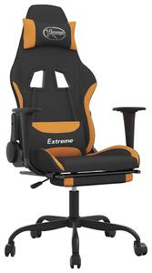 Sedia da gaming vidaXL con funzione massaggio e poggiapiedi, tessuto nero e arancione