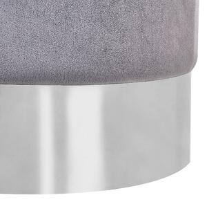 Pouf grigio velluto tappezzeria argento metallizzato fascia stile glamour Beliani
