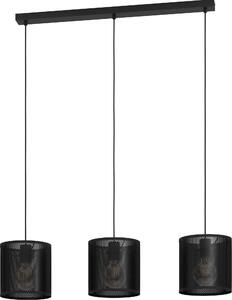 Lampadario A Sospensione Vintage Manby Acciaio Nero 3 Luci E27