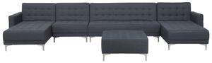 Divano letto angolare in tessuto capitonné grigio scuro moderno a forma di U modulare a 6 posti con chaise longue Beliani