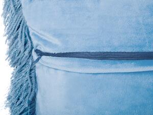 Set di 2 cuscini decorativi Fodera per cuscino in tessuto poliestere blu con inserto superficie pelosa 45 x 45 cm Beliani