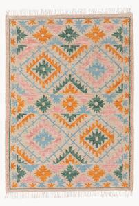 Tappeto kilim tessuto a mano con bordi a frange Zohra