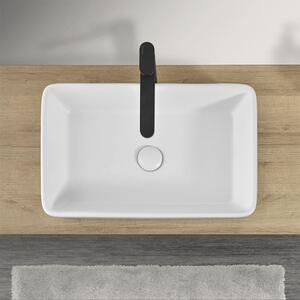 Lavabo Da Appoggio Ceramica Bianco Rettangolare Lavandino Lavello Arredo  58x46x16 Cm