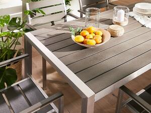 Tavolo da pranzo con struttura in alluminio anodizzato grigio per 6 persone 180 x 90 cm dal design moderno Beliani