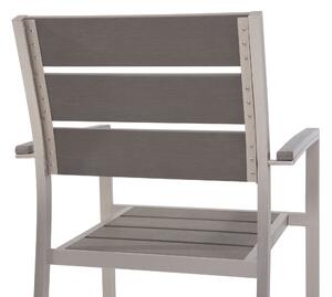 Set di 6 sedie da giardino da pranzo in plastica grigia con schienale a doghe in alluminio anodizzato set di sedie da esterno Beliani