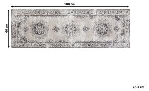 Tappeto passatoia Beige Grigio 60 x 180 cm Orientale Distressed Soggiorno Camera da Letto Beliani