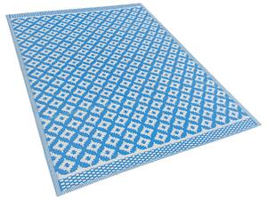 Tappeto tappetino Blu Materiale Sintetico 160 x 230 cm Per Interni Esterni Motivo Geometrico Moderno Balcone Patio Beliani