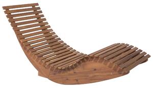 Lettino prendisole in legno di acacia chiaro con dondolo a dondolo dalla forma curva con cuscino del sedile rosso Beliani