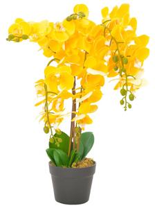 Orchidea Artificiale con Vaso Gialla 60 cm