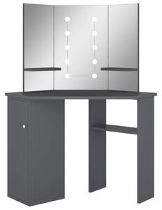 Tavolino da Trucco Angolare con LED Grigio 111x54x141,5 cm