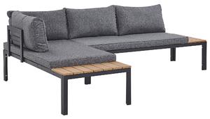 Set divano ad angolo da giardino cuscini grigi design a doghe tavolino da caffè a 4 posti moderno set di conversazione Beliani