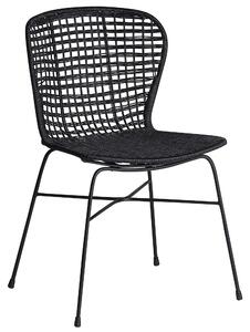 Set di 2 sedie da pranzo in rattan Nero con struttura in metallo in vimini rustico per interni Boho Design Beliani
