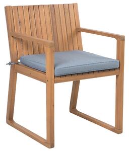 Set da pranzo da giardino 9 pezzi in legno di acacia chiaro 8 sedie con cuscini di seduta blu Beliani