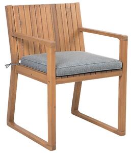 Set di 8 sedie da giardino in legno di acacia marrone con cuscini di seduta grigio chiaro resistente all'acqua Beliani