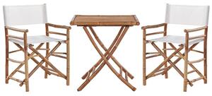 Set Bistro con Tavolino Pieghevole in Legno di Bambù Chiaro e 2 Sedie Beliani