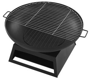Braciere da esterno con base in acciaio Nero tondo per barbecue da giardino a carbonella Beliani