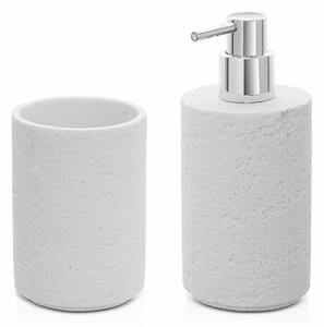 Set accessori da bagno 3 pezzi Dispenser Bicchiere e Porta sapone Zen  grigio