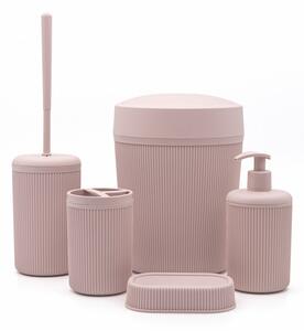 Set accessori bagno da appoggio dispenser e porta spazzolini in ceramica  viola