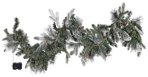 Festone natalizio artificiale innevato con Luci LED 180 cm Decorazione da Parete Bianco Beliani