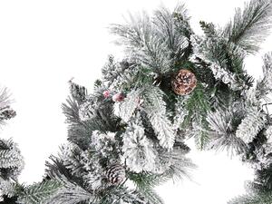 Festone natalizio artificiale innevato con Luci LED 180 cm Decorazione da Parete Bianco Beliani