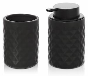 Set accessori bagno nero da appoggio dispenser e portaspazzolini in ceramica  Cristal
