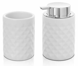 Set accessori bagno bianco da appoggio dispenser e portaspazzolini in  ceramica Cristal