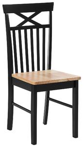 Set di 2 sedie da pranzo nere con legno chiaro in stile tradizionale Beliani