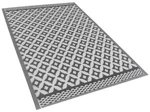Tappeto da Zona Nero Materiale Sintetico 120 x 180 cm Per Interni Esterni Motivo Geometrico Moderno Balcone Patio Beliani