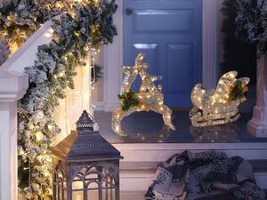 Decorazione da Giardino Natalizia Albero di Natale 60 cm con Luci LED Argento Beliani