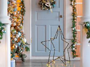 Set di 2 Alberi di Natale Decorativi con Luci a LED in Metallo Nero Beliani