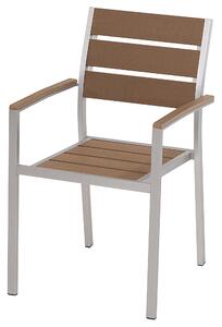 Set di 6 sedie da giardino da pranzo in plastica marrone con schienale a doghe in alluminio anodizzato set di sedie da esterno Beliani