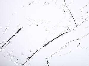 Tavolo da Pranzo Bianco con Piano in MDF dorato Gambe in Metallo 150 x 80 cm Effetto Marmo Glamour Industrial Beliani