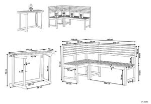 Mobili da balcone modulari Set panca d'angolo Tavolo pieghevole in legno di acacia Beliani