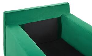 Chaise longue Velluto Verde Rivestimento Braccioli Cuscino Schienale Design Moderno Simmetrico Beliani