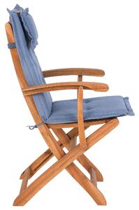 Set di 2 sedie da pranzo da giardino in legno chiaro con cuscino blu struttura in legno di acacia pieghevole design rustico Beliani