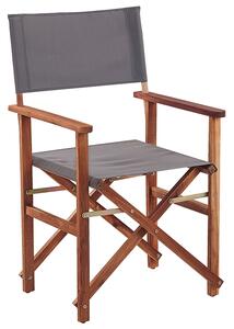 Set di 2 sedie da regista da giardino in legno scuro con tessuto di ricambio in tessuto di acacia grigio con 2 Tele intercambiabili Beliani