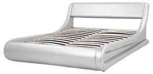 Struttura del letto con piattaforma in velluto argento imbottito con design a slitta da 160 x 200 cm Beliani