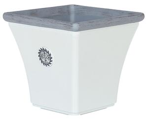Vaso per piante Fioriera in pietra bianca Mix per esterni Quadrata 32 x 31 cm per tutte le stagioni Beliani